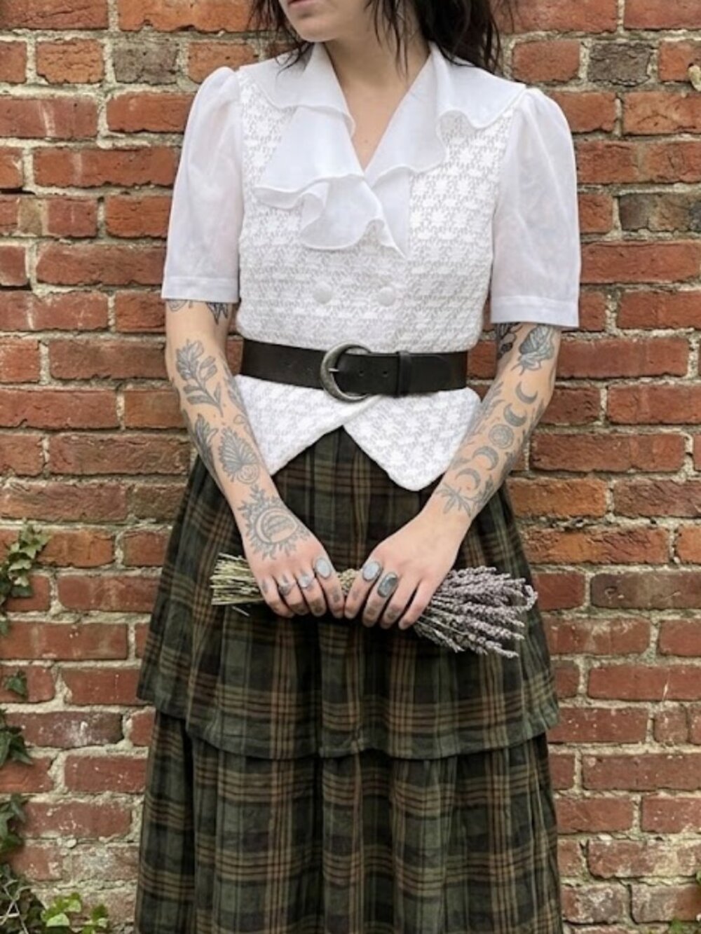 Fritz & Lloyd Vintage 90s Blouse | Statement Collar Crochet Shoulder Pads S/M